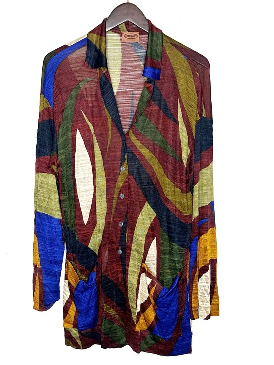 Missoni Sweaters - Vintage Missoni orange label Multicolor Abstract Knit Cardigan Jacket